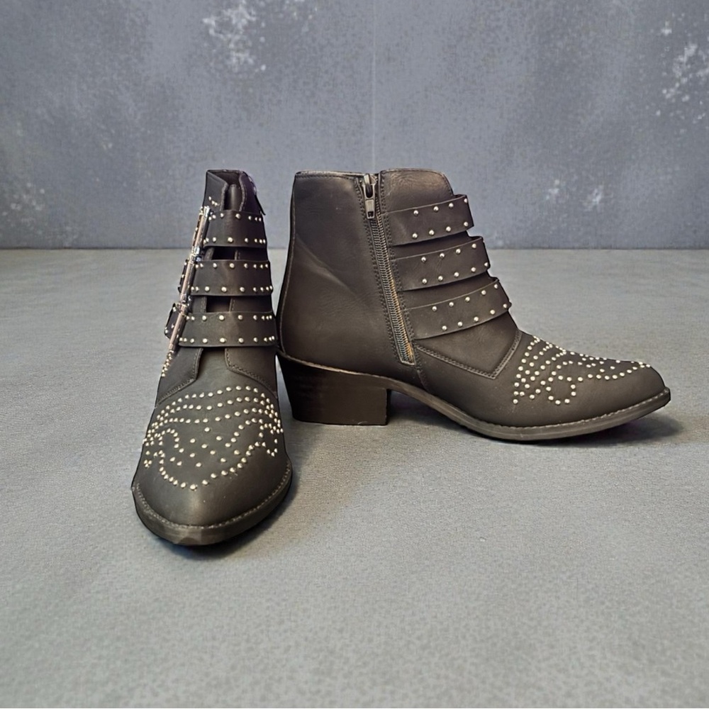 Studded Black Ankle Boots - Picture 3 of 5